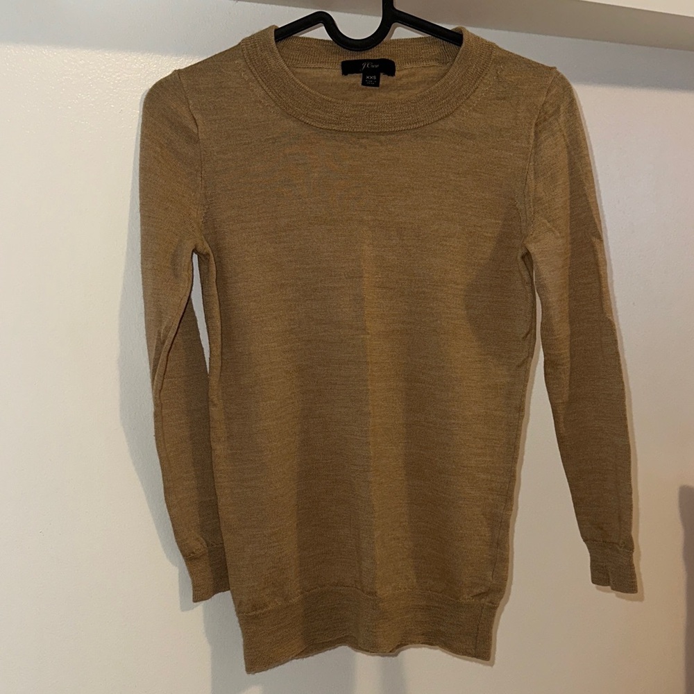 J. Crew 100% Merino Wool Camel Crew Neck Sweater